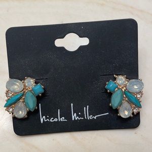 Nicole Miller Gold and Stone Stud Earrings
